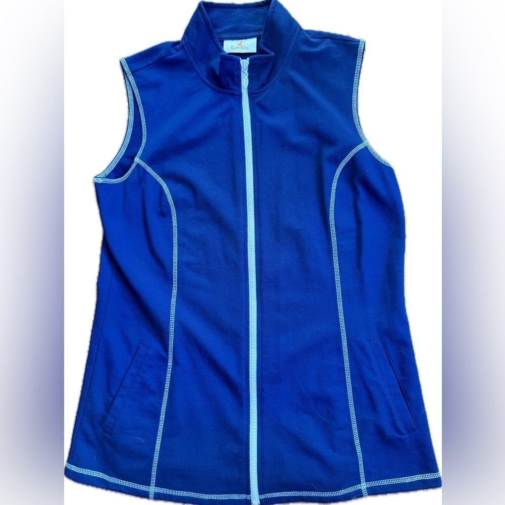 Quacker Factory Zip Up Vest with Rhinestones- Sz S